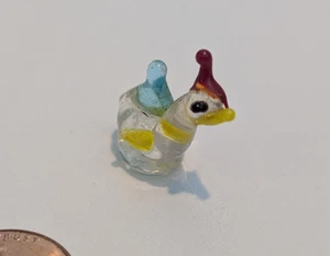 Vintage 70er Jahre Miniatur mundgeblasene Glas Figur Huhn Hahn - Bild 1 von 7