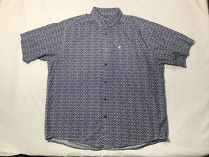 Ariat Shirt Mens XL Blue White Aztec Print Short Sleeve Button Front Western - Picture 1 of 14