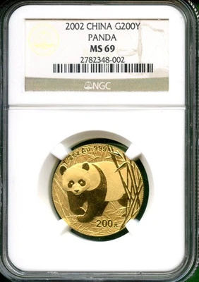 PANDA  GOLD   2002     1/2 OZ   NGC MS 69   KEY DATE - Image 1 of 2