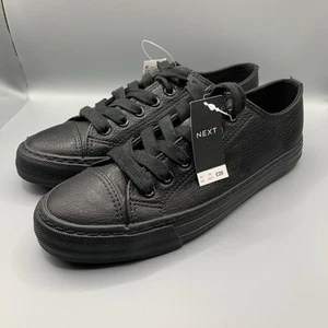 Next Forever Comfort Baseball Trainers Women’s Size 3.5 Black Faux Leather BNWT - Picture 1 of 10