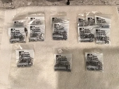 Lote de 14 paquetes South Bend peso gusano pesca hundidores tamaño 1/8 1/4 3/16 NOS Foto 1 de 4