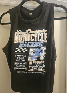 Camiseta sin mangas para mujer No Boundaries motocicleta, negra, talla grande (12-14) - Imagen 1 de 4