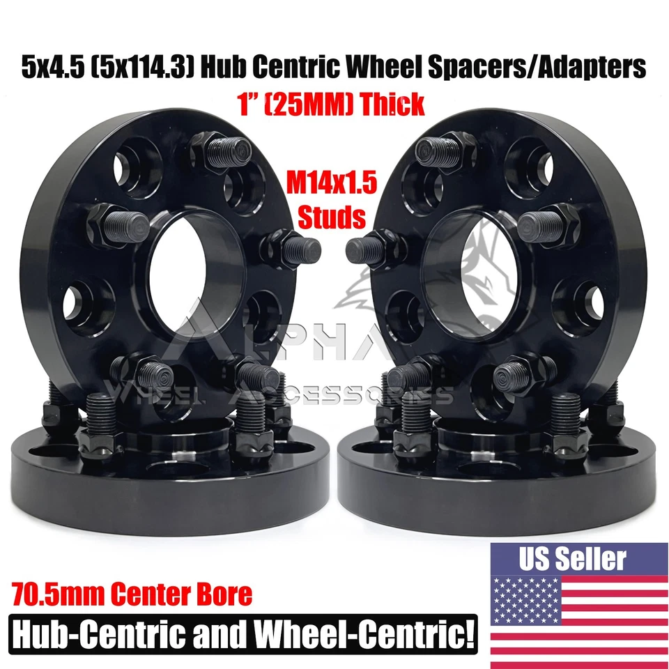 4Pc 5x4.5 Hub-Centric Wheel Spacers 25mm For 2015-Newer Ford Mustang GT EcoBoost - Image 1 of 4