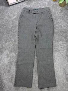 Lauren Ralph Lauren Trousers Size 2 Black Beige Houndstooth Wool Plaid Pants - Picture 1 of 13