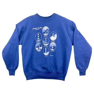 Sudadera De Colección Años 90 North Carolina Lighthouses Cuello Redondo Larga Slv Suéter Lg Azul - Imagen 1 de 6