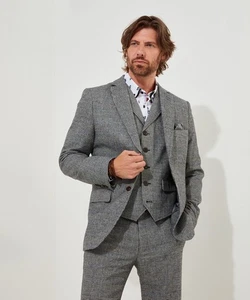 Joe Browns Men's Slim Fit Dogtooth Prince of Wales Check Single Breasted Blazer - Picture 1 of 7