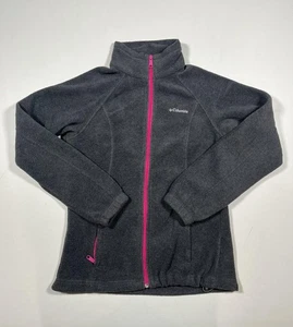 Columbia Fleecejacke Damen klein grau pink durchgehender Reißverschluss weich Reißverschlusstaschen Outdoor - Bild 1 von 10