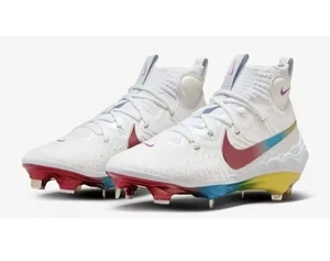 Nike Alpha Huarache NXT Baseball Cleats "Rainbow" Cleats Metal DJ6517-106 Sz 8 - Picture 1 of 11