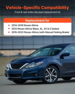 Front and Rear Brake Kit Compatible with 2013 Nissan Altima (Base, SL, SV & S Se - Picture 1 of 10