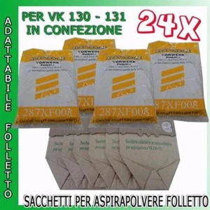 24 SACCHETTI CARTA ADATTABILI PER VORWERK FOLLETTO VK130 VK131 IN BUSTA - Foto 1 di 2