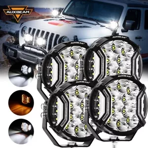 Auxbeam 4PCS 5" LED Work Light Driving Pods Side Shooter w/ Amber DRL & Cover - Foto 1 di 12