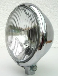 Chromscheinwerfer Bates H4 154mm Mittelhalterung Oldtimerlampe Hauptscheinwerfer - Bild 1 von 3