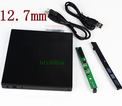 SATA TO USB 2.0EXTERNAL CADDY CASE ENCLOSURE FOR 12.7mm SATA CD DVD BURNER DRIVE - Image 1 of 4