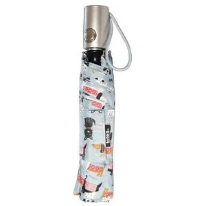 Totes Auto Open Auto Close Dogs Prints - NeverWet Compact Umbrella 43" Arc, Blue - Picture 1 of 5