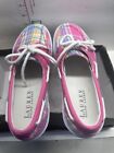 Ralph Lauren Boat Shoes Sz 7.5 Womens Breeana Sneakers Plaid Pink Multico Casual