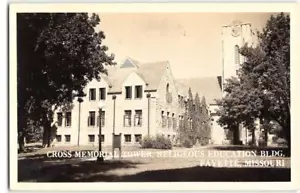 Cross Memorial Tower RPPC Religious Education Bldg Fayette, MO 1943 Postcard - Picture 1 of 2
