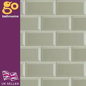 Glossy Green Sage Ceramic Brick Subway Metro Tile With Bevelled Edge 10x20cm Box - Picture 1 of 9