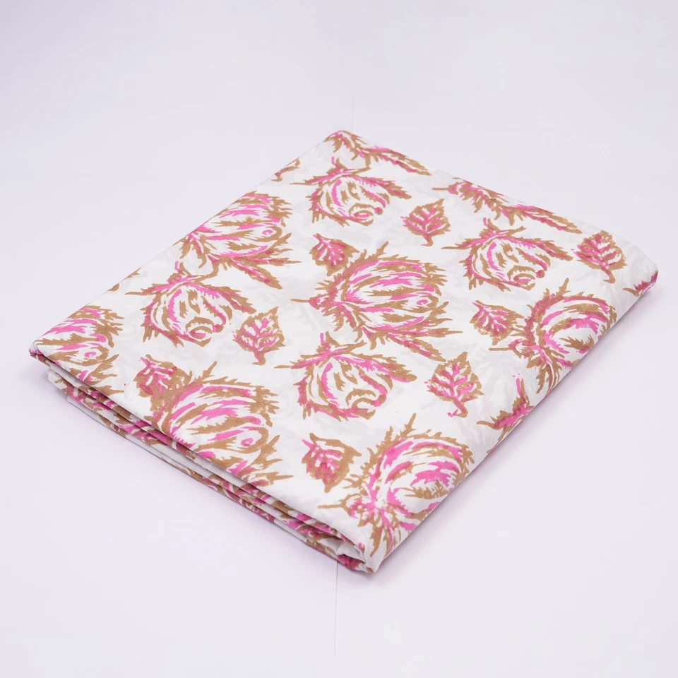 5 Yards Hand Block Print Fabric Pure Cotton Indian Natural Bagru Print Fabric - Image 1 of 4