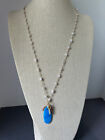 NECKLACE ANTHROPOLOGIE PENDANT 4 CHARM TURQUOISE HORN BEADS GOLD CHAIN NWT $98