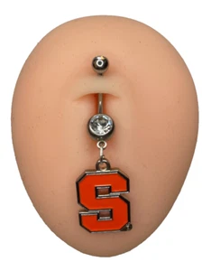 Syracuse Orange Double Gem Surgical Steel Navel Belly Ring Piercing - Picture 1 of 1