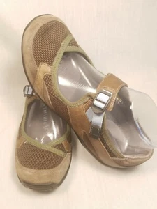 AHNU Womens Shoes Leather Brown Green Adjustable Mary Janes Comfort Walking 7.5M - Picture 1 of 12