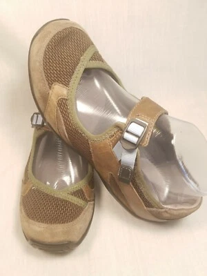 AHNU Mujer Zapatos Cuero Marrón Verde Ajustable Mary Janes Comodidad Caminar 7.5M Foto 1 de 4