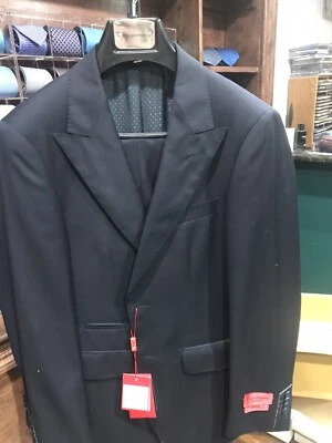 Mattarazi Suit-34S-Navy-Wool-Slim-28 Waist-BNWT-2 Button-Pick Stitch-Peak-Ticket - Image 1 of 4
