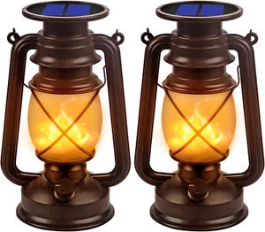 Solar Lantern Outdoor Hanging Solar Lights Dancing Flame Led Waterproof Camping - Picture 1 of 12