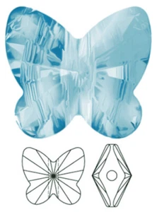 UN ABALORIO/COLGANTE MARIPOSA CRISTAL SWAROVSKI 5754, AGUAMARINA, 10 MM - Imagen 1 de 2