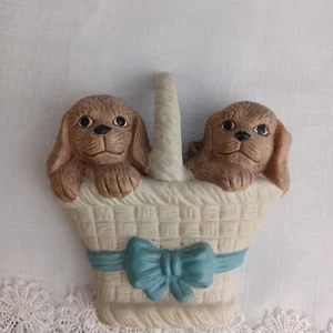 Vtg House of Lloyd Spaniel Puppies in Basket Porcelain Wall Decor - Picture 1 of 10