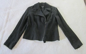 Talbots Womens Jacket Size 2 Black 100% Linen Moto Jacket - Picture 1 of 7
