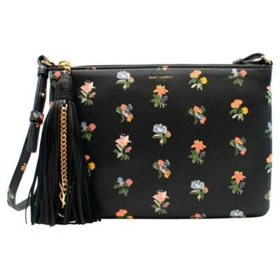 AUTH YSL Yves Saint Laurent Prairie Floral Crossbody Bag w/ Monogram Tassel - Image 1 of 4
