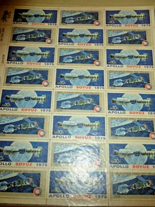 US SPACE STAMP SCOTT #1569-70 10C NASA APOLLO SOYUZ FULL SHEET OF 24 MNH 1975 - Picture 1 of 2
