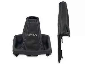 FOR SUBARU IMPREZA 08-14 GEAR SHIFT + EBRAKE GAITER LEATHER EMBROIDERY WRX GRAY - Picture 1 of 5