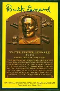 070, Original Autograph, Buck Leonard (2); Negro Leagues, HOF Plaque Postcard - Picture 1 of 3