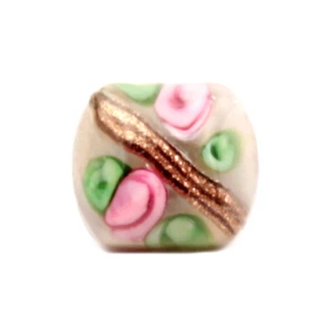 Antique Victorian Czech satin floral aventurine lampwork dimi glass button 10mm Cover