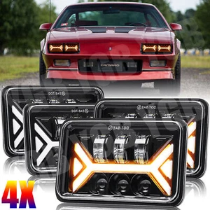 4pcs 4x6" LED Headlights Hi/Lo Beam H4 Fit Chevrolet Camaro Iroc-Z Z28 1982-1992 - Picture 1 of 13