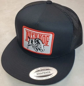 BUSH HOG Patch on Yupoong Trucker Hat/ YP Classic 6006 Snapback Black/Black - Picture 1 of 8
