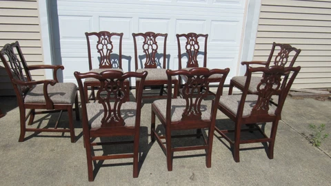 Maitland Smith Set Chippendale Dining Room Chairs Eight Cover
