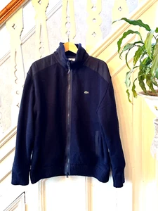 LACOSTE Mens Cardigan XL Size 7 Jacket Zipper Wool Acrylic Polartec Wind Stopper - Picture 1 of 7