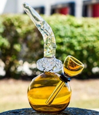 SMOKEDAY 5" Spiral Tilted Mini Bong Crystal Fumed 24KT Glass Water Pipe Bong Bubbler*USA*
