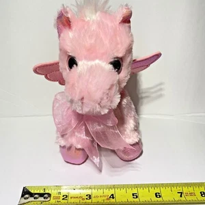 Pegasus Pink 7" Plush with white mane & tail Glitter eyes MTY Int'l Co. - Picture 1 of 9