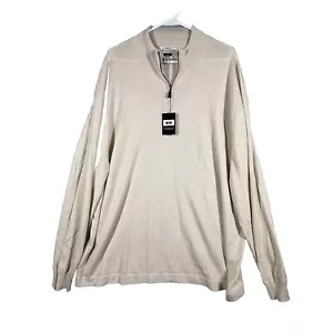 Joseph Abboud Men’s 1/4 Zip Long Sleeve Beige Sweater Size 3X Merino Wool NEW - Picture 1 of 7