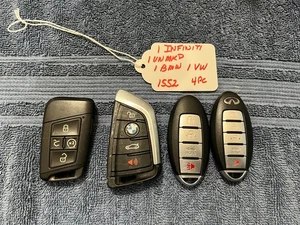 Remote Key Fobs 4 Pc 1 VW 1 BMW 1 Infiniti 1 Unmkd Inv 1552 - Picture 1 of 2
