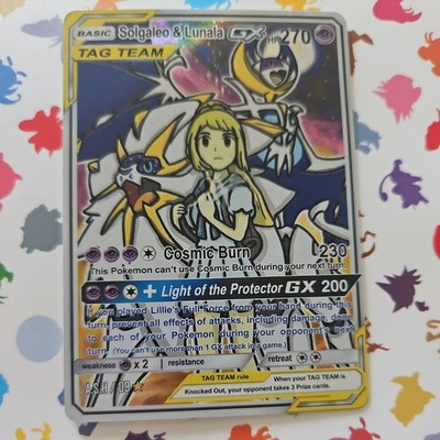 2019 Pokemon Cosmic Eclipse PSA 1 Solgaleo & Lunala GX Holo Full