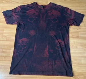Affliction Black Label Live Fast Red Skulls Shirt XL - Picture 1 of 10