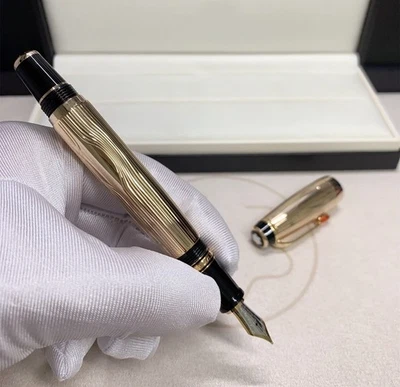 Perfect Metal Series Stripes Gold Color M nib Fountain Pen No Box - Image 1 of 4