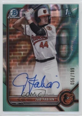 2022 Bowman Draft Chrome Aqua Lava Refractor 58/199 Jud Fabian #CDA-JF Auto - Image 1 of 3