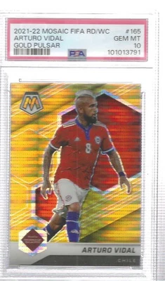 ARTURO VIDAL 2021-22 PANINI MOSAIC GOLD PULSAR PRIZM #165 PSA 10 GEM MINT POP 1 - Image 1 of 2