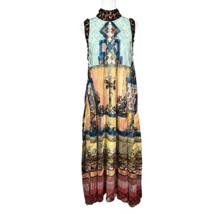 Anthropologie Bhanuni by Jyoti SP Tenerife Print Chiffon Hi Low Midi Dress India - Bild 1 von 19
